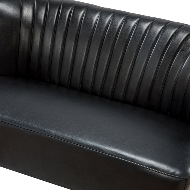Aymeline 2 Seater Faux Leather Loveseat, Black