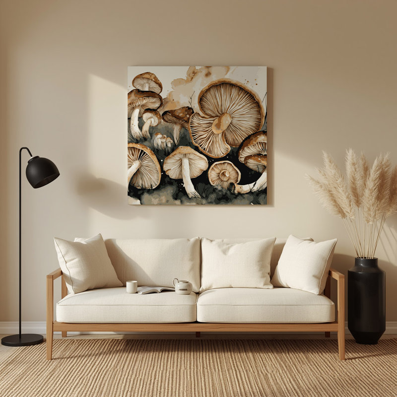 Légumes, art mural beige en métal champignon Shiitake, H 16 po x l 16 po