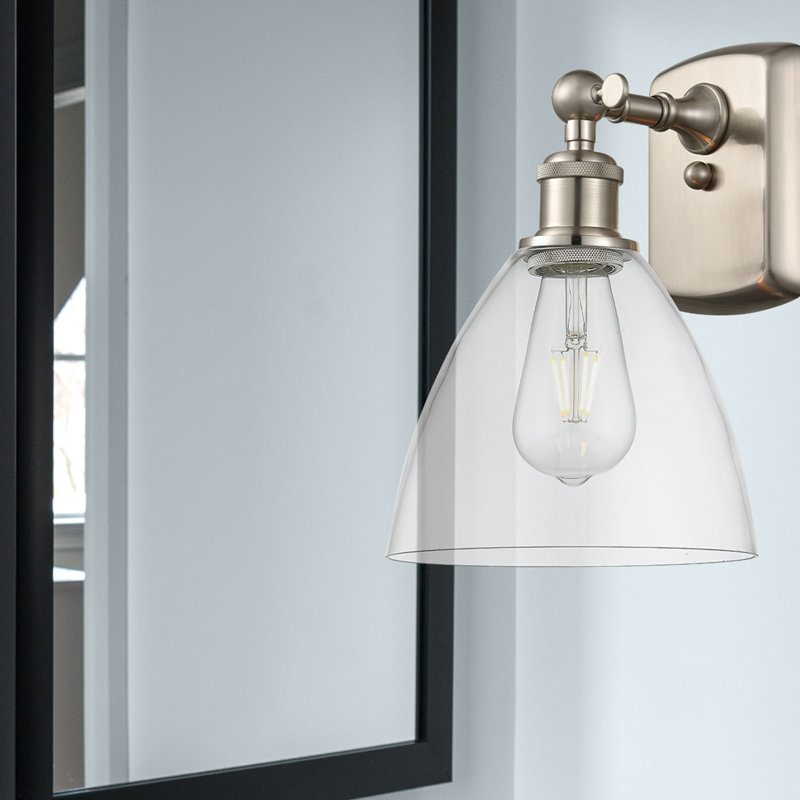 Shauna Armed Sconce, Incandescent, Clear, Brushed Satin Nickel