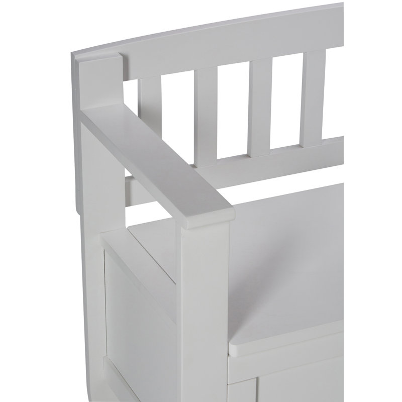 Brooklyn White Solid Wood Flip Top Storage Bench