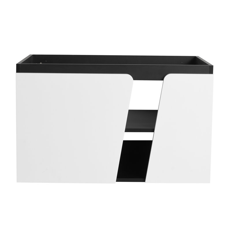 Meuble-lavabo moderne 32 po, option de fermeture en douceur, meuble-lavabo blanc + noir 32 po, fixation murale, mécanisme, tactile, etc.