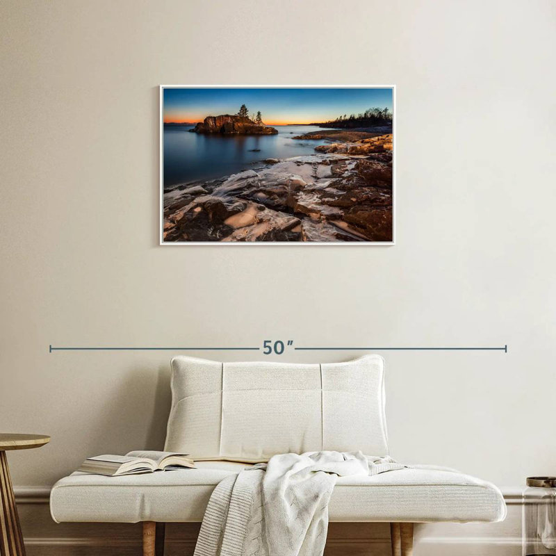 Lac Supérieur au crépuscule, Cadre flottant blanc, 31 po x 21 po