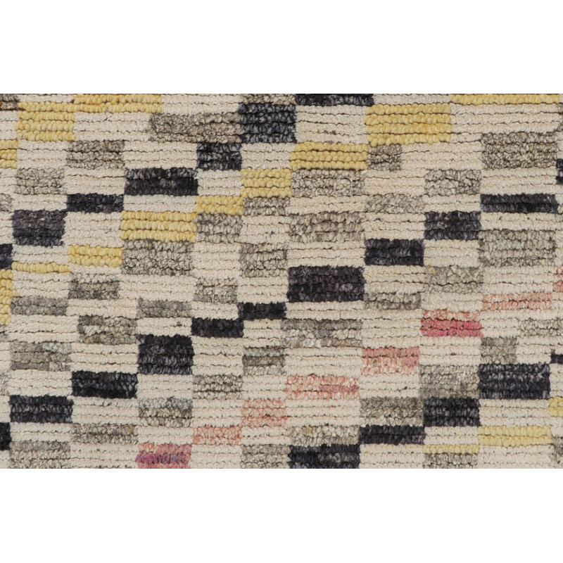 Moroccan Hand Knotted Geometric Area Rug, Rectangle 6' x 8'