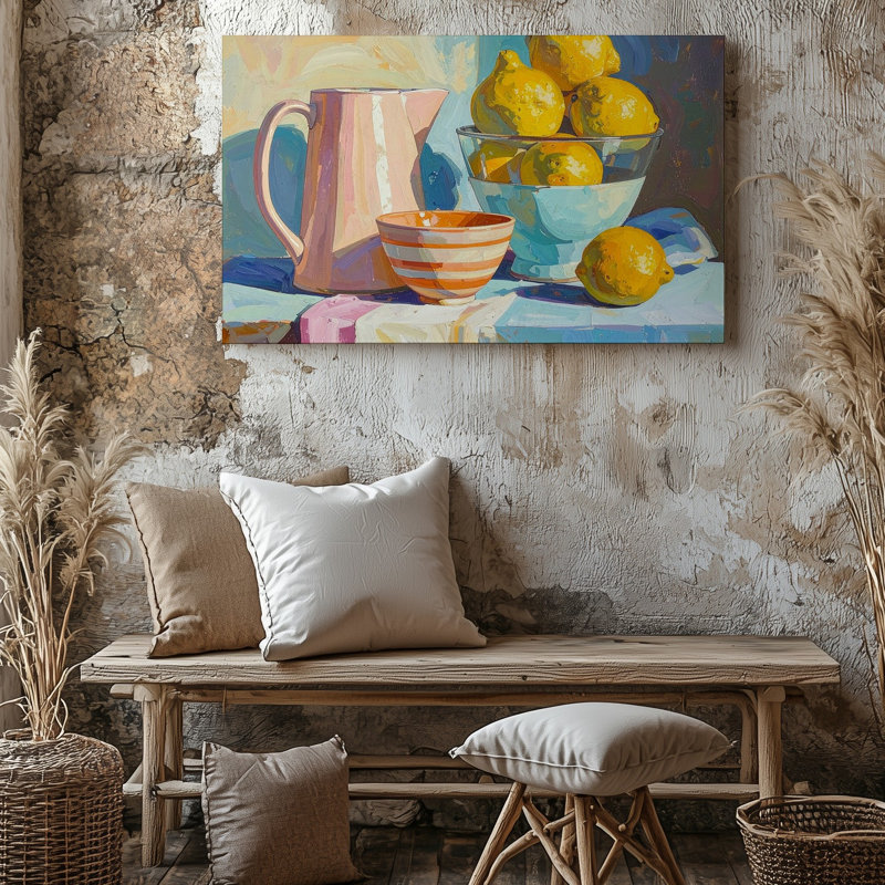 Art mural sur toile, citron, cuisine, nature morte et charme rétro, H 9 po x l 12 po