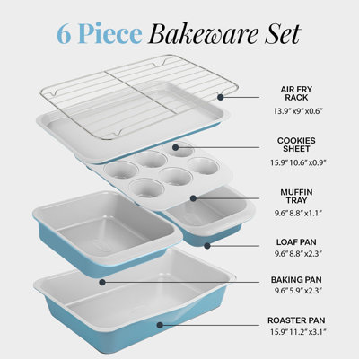 Gotham Steel 6 Piece Teal Stackable Bakeware Set