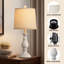 Ensemble de 2 lampes de table rustiques 22 ", avec interrupteur rotatif pour chambre à coucher, salon, blanc cassé-1483712095