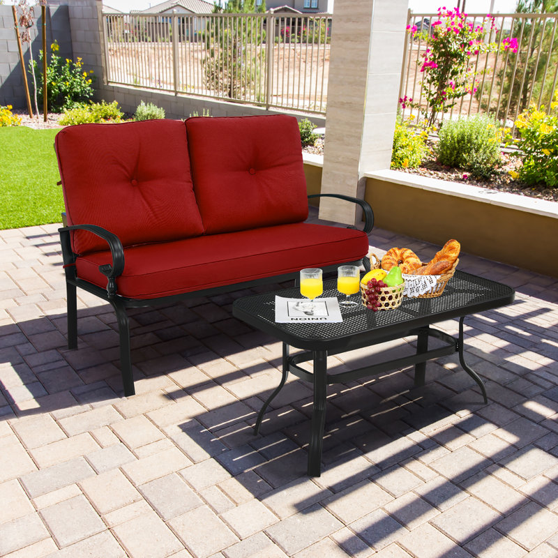 Anthonyson 2 - Person Patio Conversation Set with Cushions, Red
