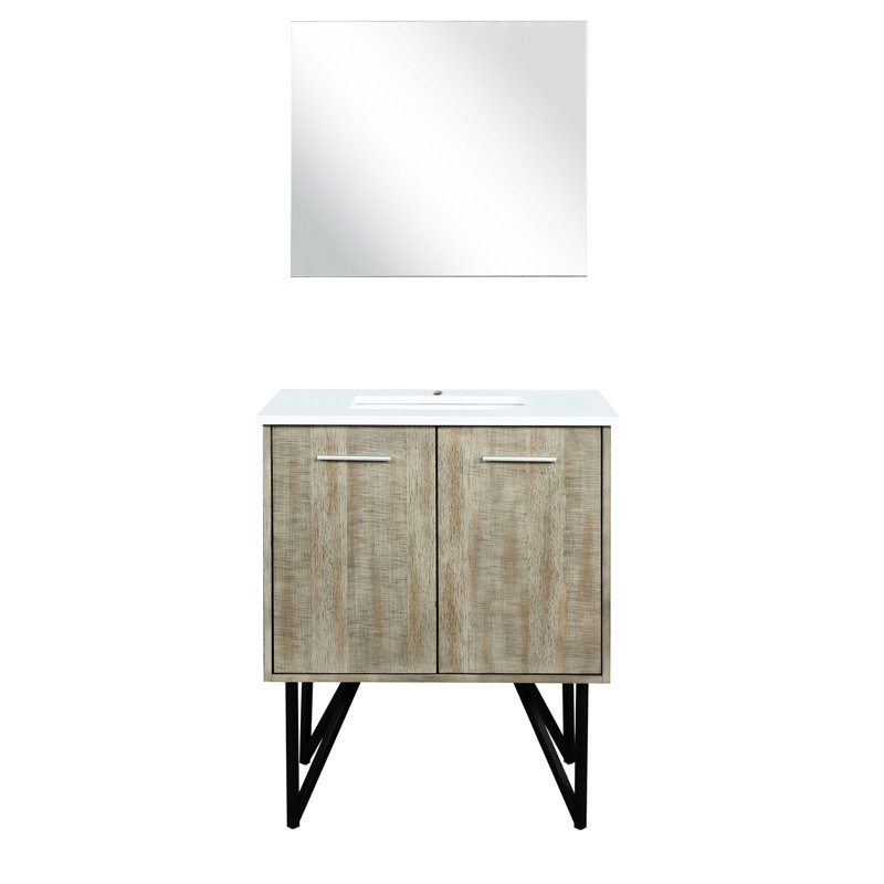 Rustique 30 po W Meuble-lavabo avec comptoir en marbre de culture 20 D et miroir 28 - fermeture en douceur, grattage, abondance de rangement offert en teinture X - matériau, options disponibles
