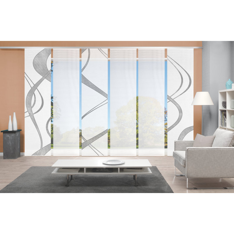 Pearman Semi Sheer Curtain Panel Pair, White/Grey