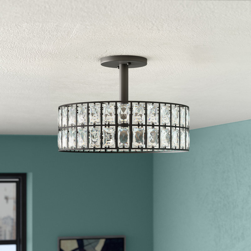 Glass Semi Flush Mount, Western Bronze