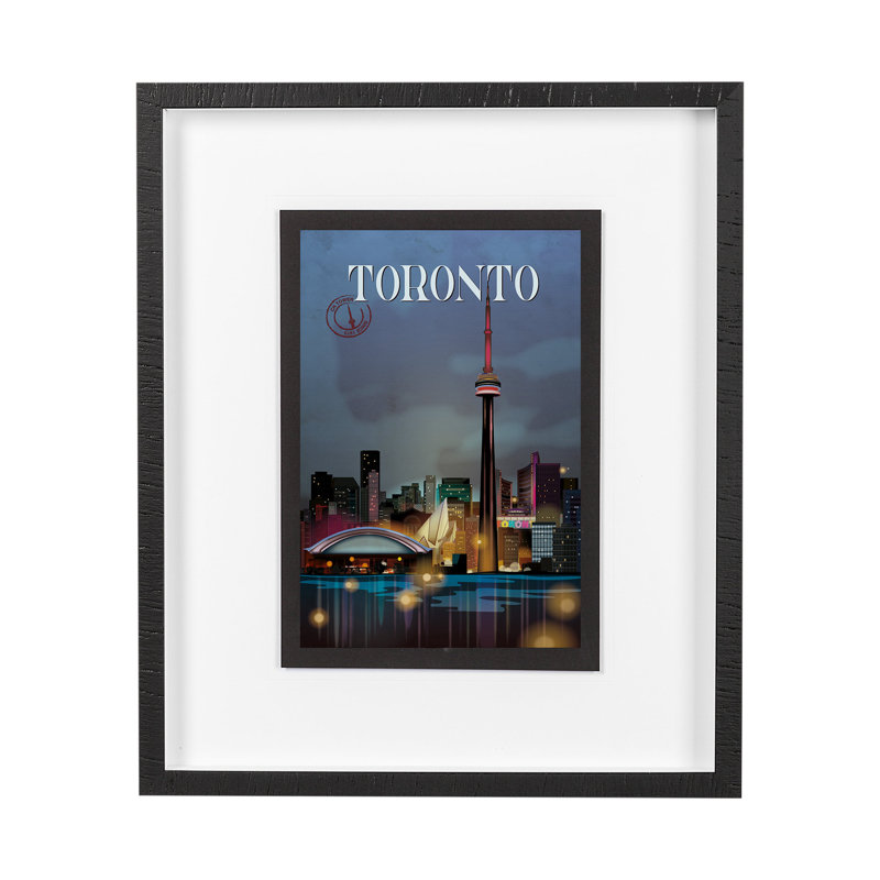 «Toronto Go» par Simone, reproduction d'art encadrée sous verre, Cadre simple noir, H 25,5 po x l 21,5 po x P 1,5 po, Blanc