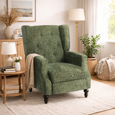 Manual Reclining Upholstered Wingback Armchair