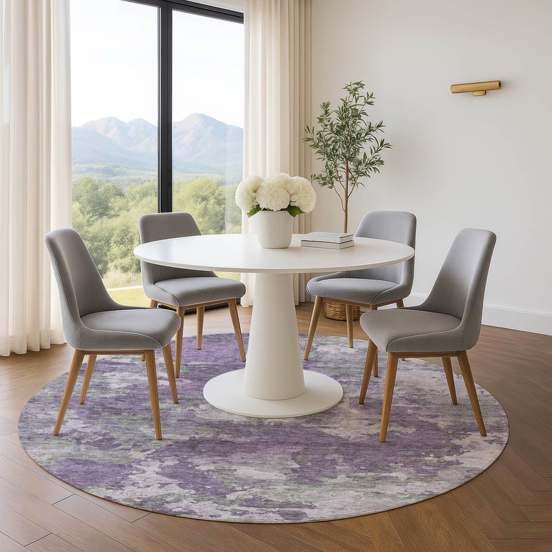 Premium Machine Washable Mouton Abstract Rug, Round 8'
