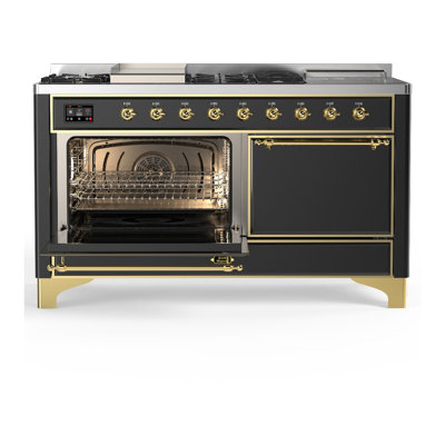 Majestic III Series 60 Inch Dual Fuel Range with 7 Sealed Burners, Griddle, Frenchtop in Antique White (Natural Gas, Copper Trim)