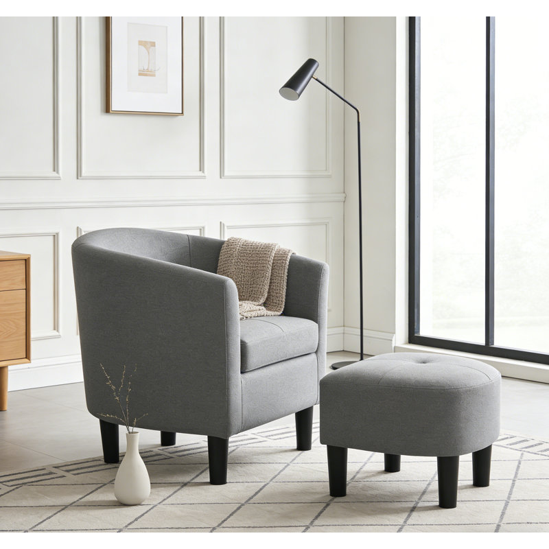 Fauteuil demi-tonneau de 25,5 po en polyester avec repose-pieds