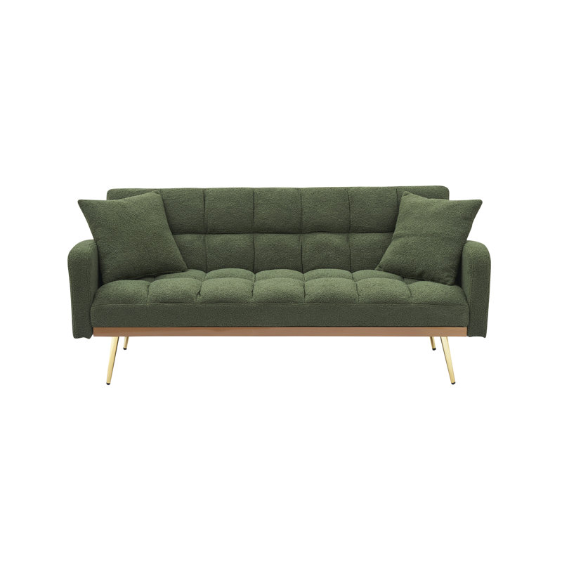 Canapé-lit de 69 pouces avec canapé-lit réglable pour petit salon et chambre à coucher, Vert