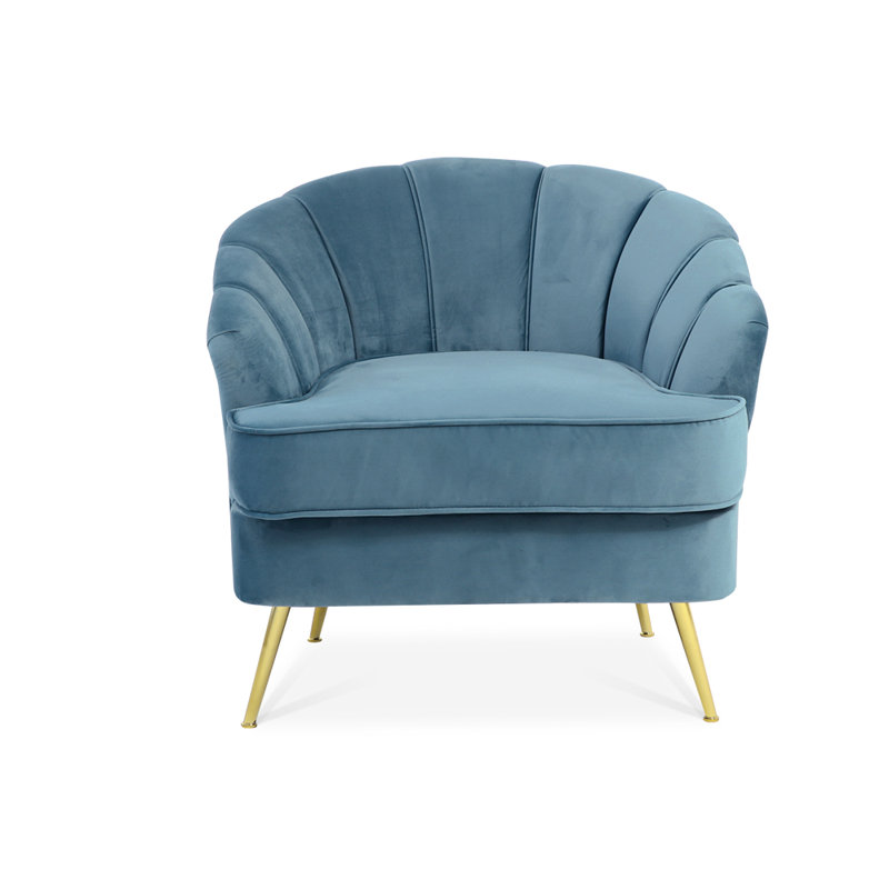 Acevedo Velvet Barrel Chair, Blue
