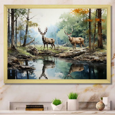 Deer Majestic Reflections - Print on Canvas