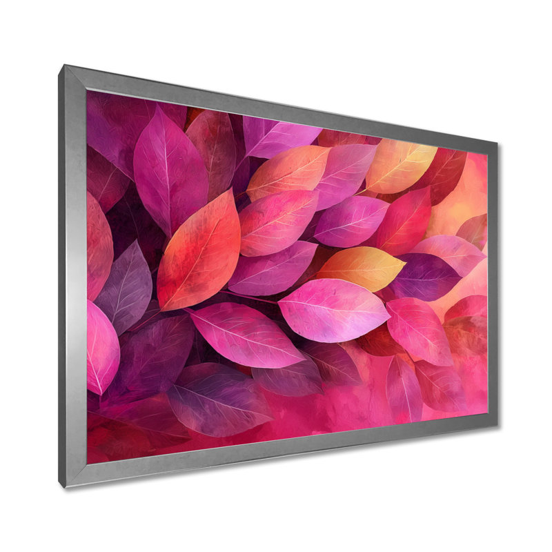 Jacquitta magenta feuilles Blosoom I - feuilles grand art mural, Reproduction encadrée d'une seule photo, Argent argent