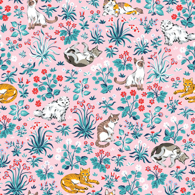 Papier peint adhésif indigo Must Love Cats