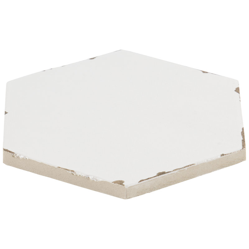 Palo Alto Hex 6" Hexagon Handmade Look Porcelain Floor and Wall Tile (5.38 Sq. Ft. / Case), White