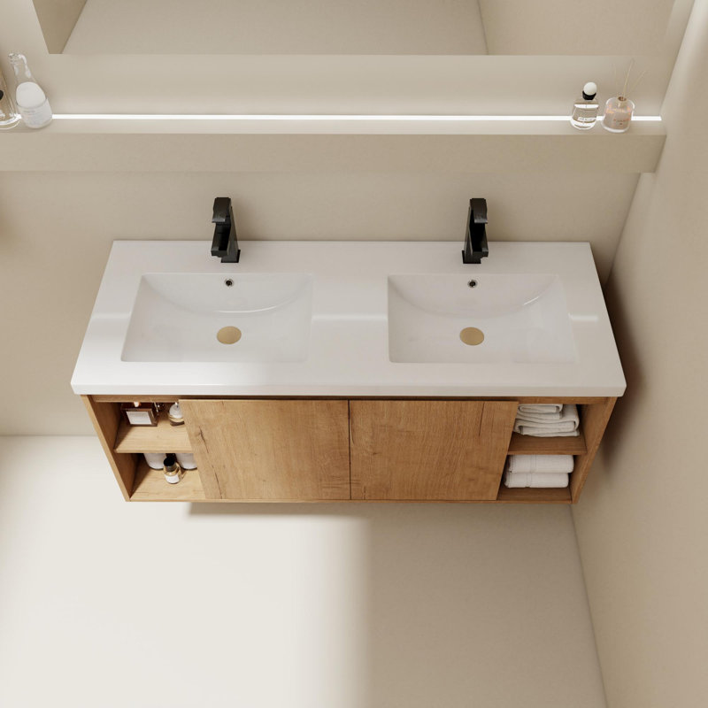 Rosalba 48'' Double Bathroom Vanity with Plastic Top
