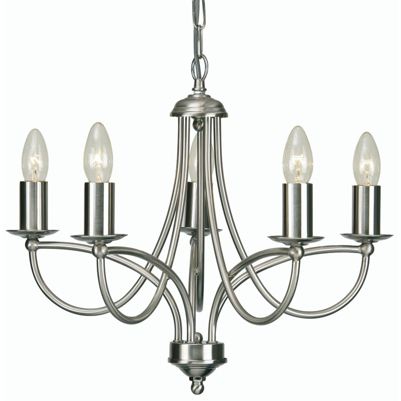 Mill 5 - Light Candle Style Chandelier, Antique Chrome