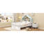 Lit double pleine grandeur en bois avec tablette de rangement pour tête de lit, blanc-131144779-131144780