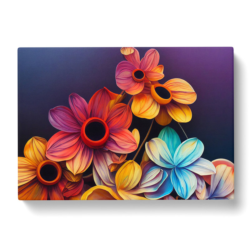 Stimulating Modern Flowers - Wrapped Canvas