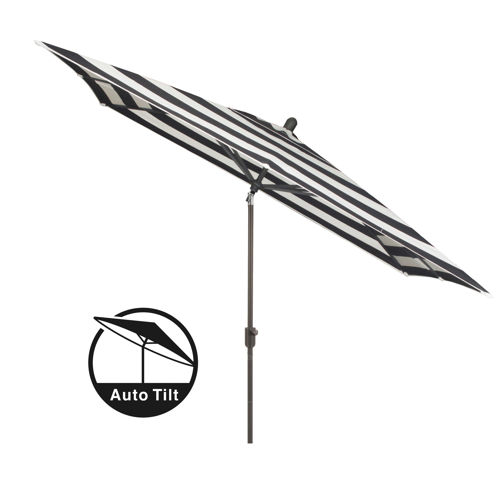 Olivier 116.7'' Outdoor Umbrella, Black Polyester Stripes, Black Sapphire