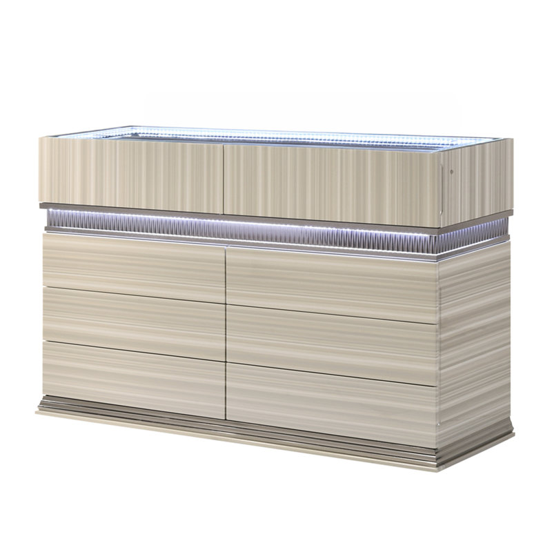 Commode Velmora avec plateau en verre