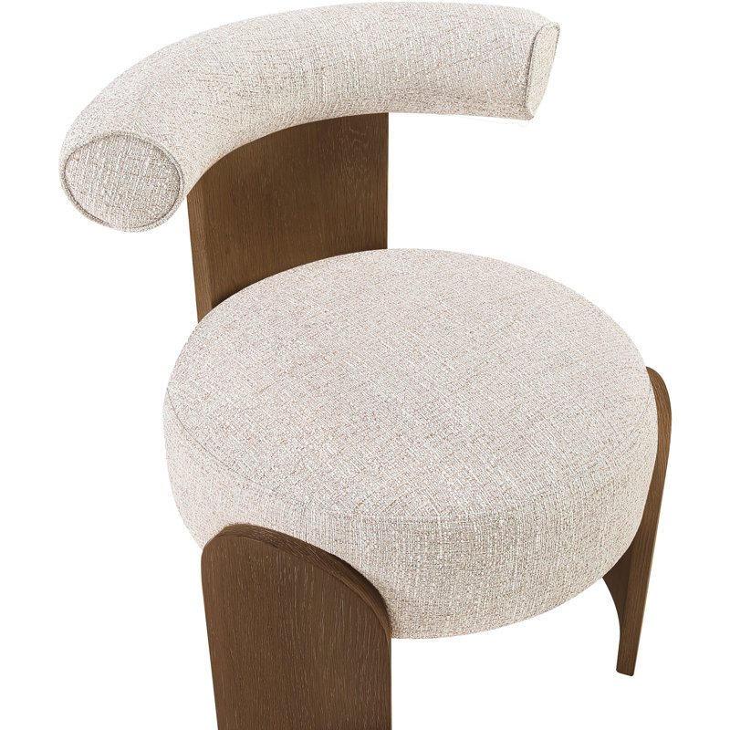 Fauteuil d'appoint Calder, Tissu beige texturé en lin, Brun