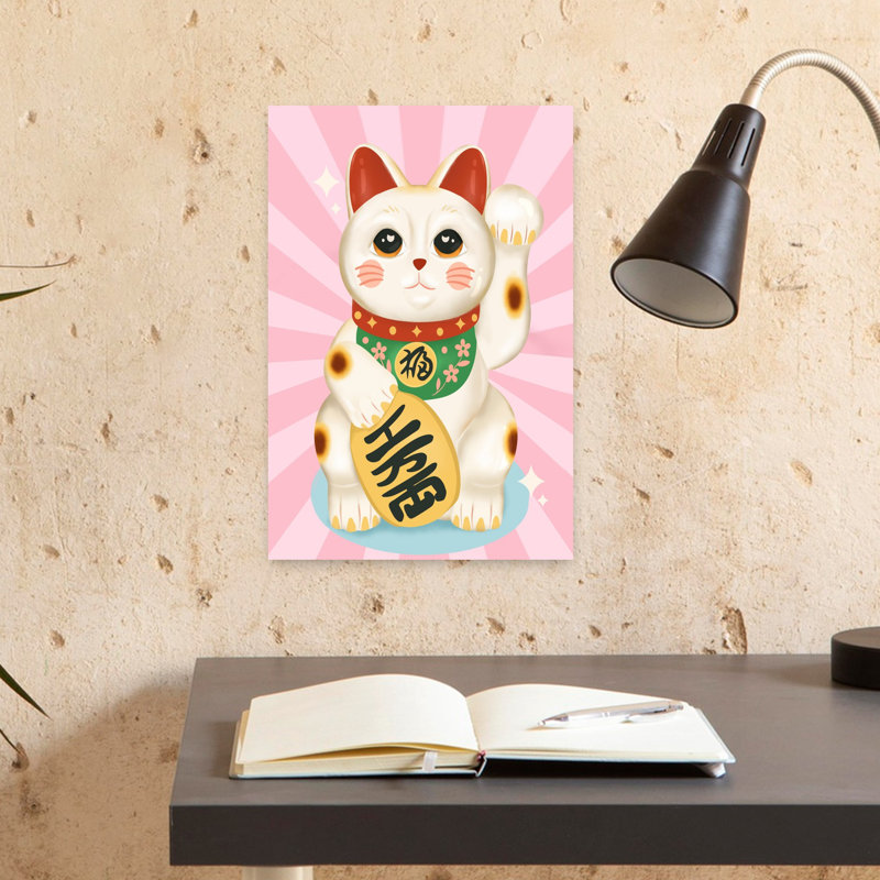 Art mural Maneki Neko, H 18 po x l 12 po