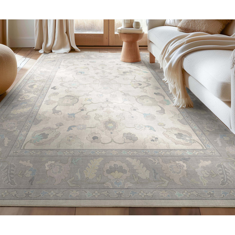Tapis gris pastel Bungalow Rose Adrith Konya, Rectangle 9 pi 10 po x 13 pi