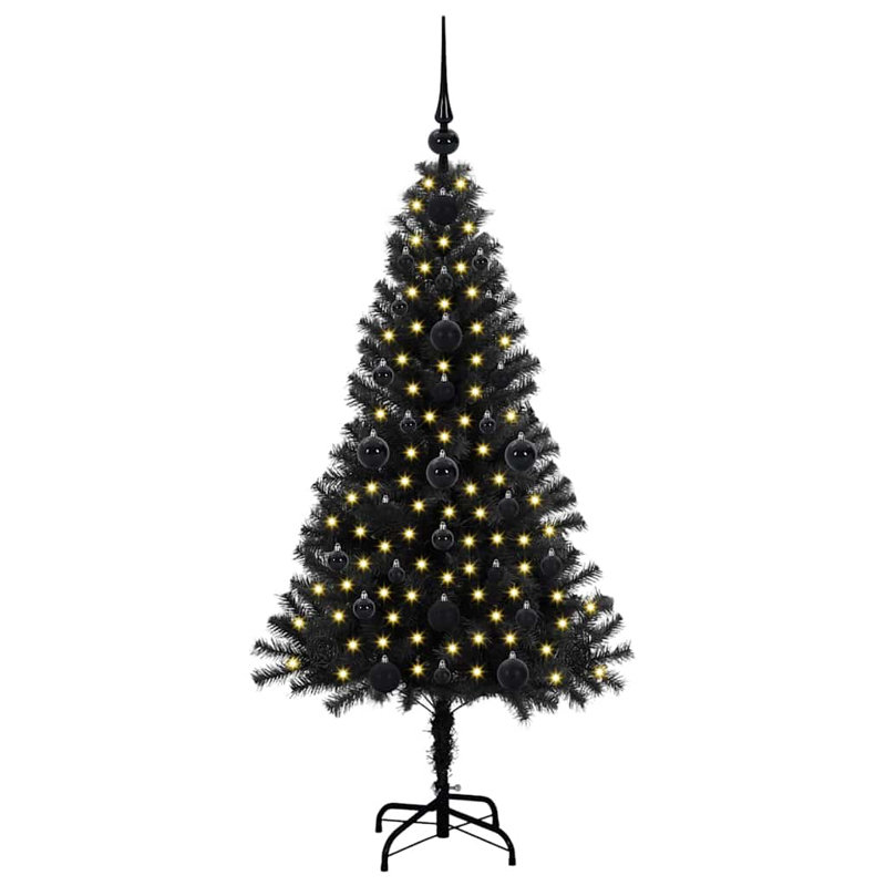 Christmas Tree with 150 LEDs with Stand PVC, Black, 3.94' H
