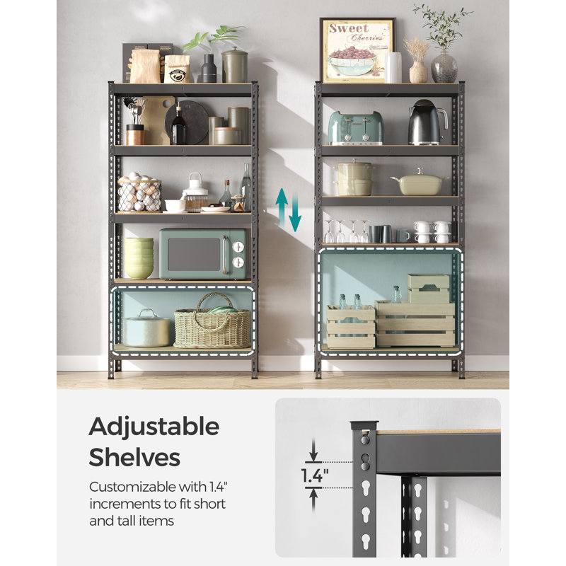 Adjustable Shelving Unit, 70.9" H x 35.4" W x 17.7" D, Gray