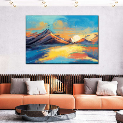 Coucher de soleil abstrait, impression sur toile
