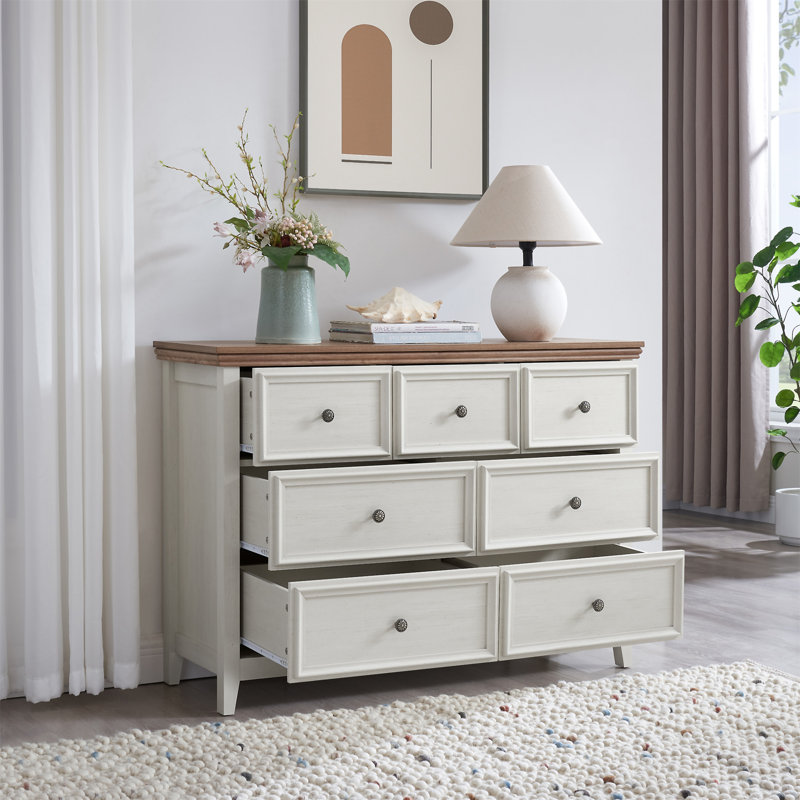 Commode 7 tiroirs Modern, Beige
