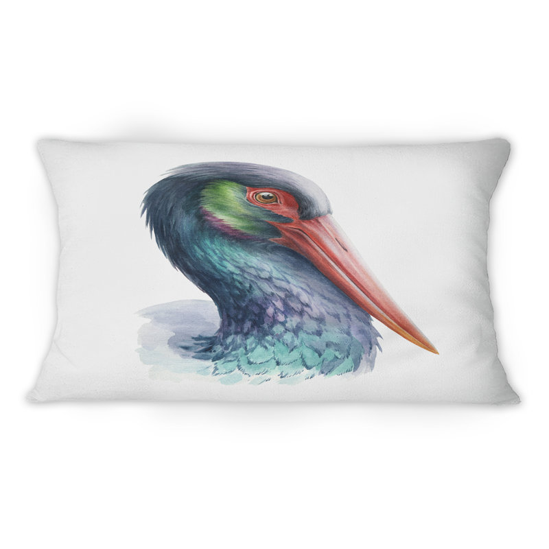 Coussin 12 po x 20 po Vintage Wild Stork Wild Bird - Traditional