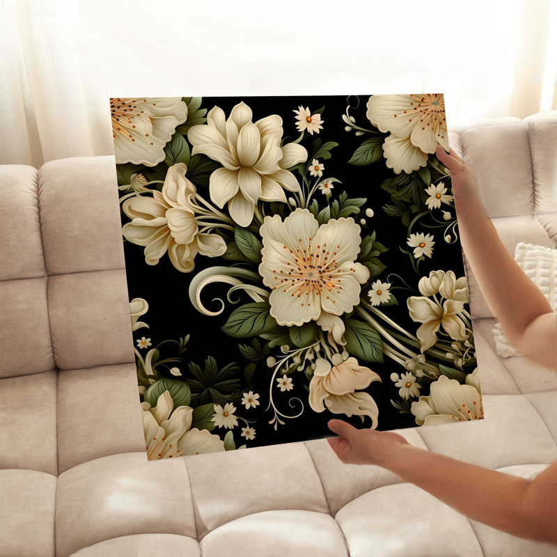 Impression florale florale victorienne, H 14 po x l 14 po