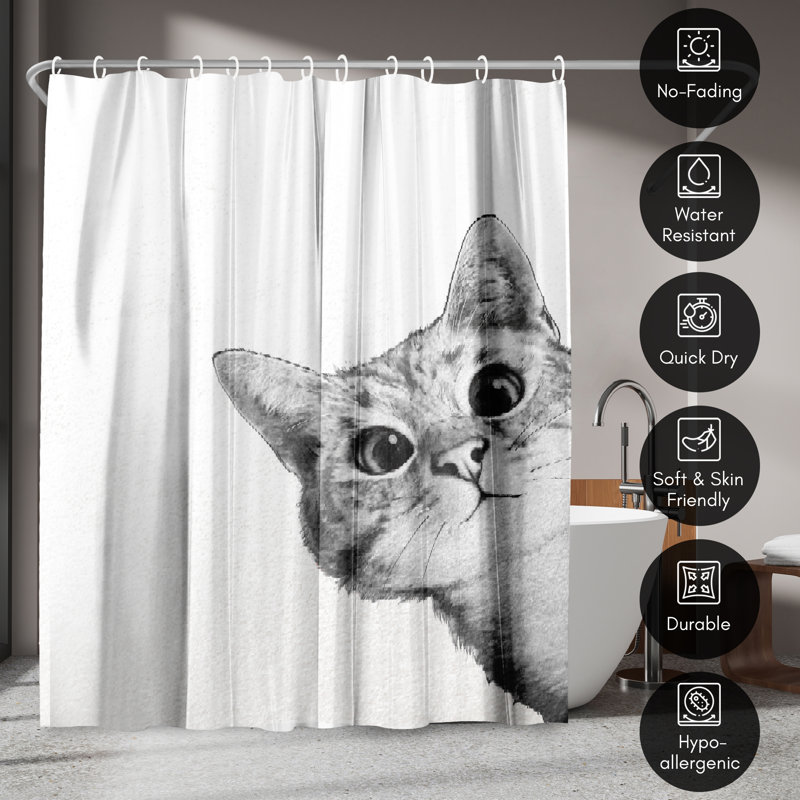 Rideau de douche nature chat noir et blanc