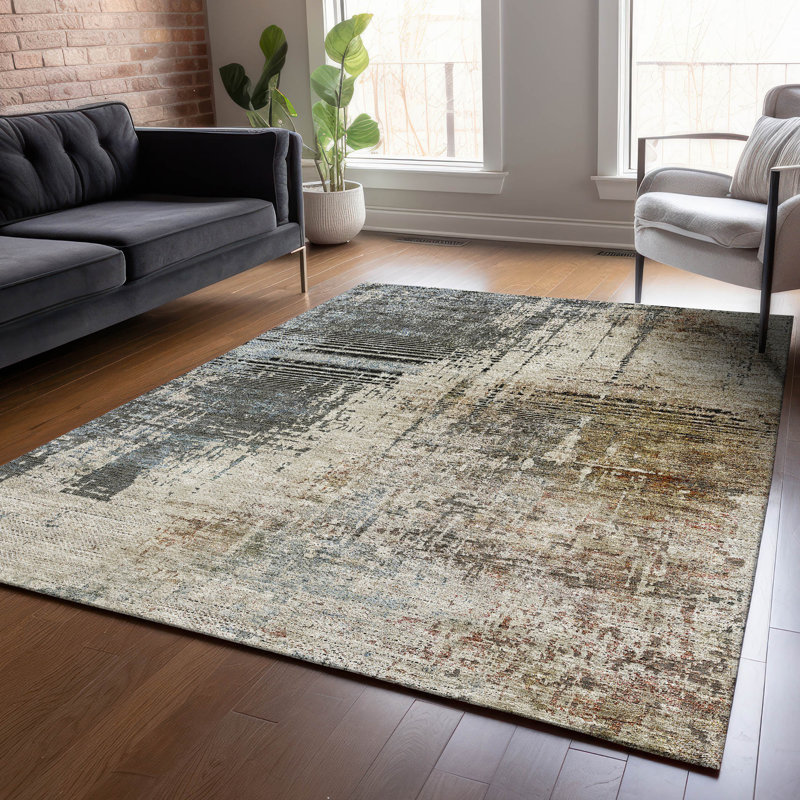 Lummus Washable Abstract Indoor / Outdoor Rug, Rectangle 5' x 7'6"