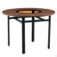 Ensemble table et chaises. Table de salle à manger ronde de 107 cm (42 pouces), style minimaliste moderne, fini bois brun. Comprend 6 chaises en plastique transparent avec pattes en métal noir. Pour un confort optimal à la maison.