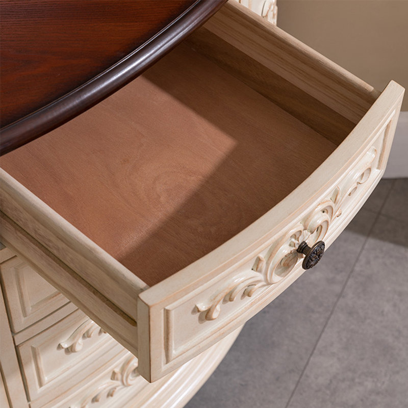 Armoire de coin rustique avec poignées rétro, Blanc cassé