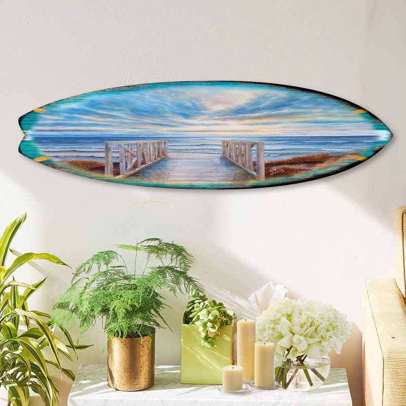 Décoration murale planche de surf, H 13,5 po x l 48 po x P 1 po