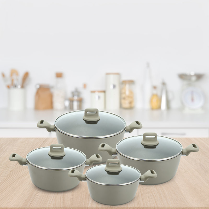 ZOYA 8 - Piece Non-Stick Cookware Set, Grey