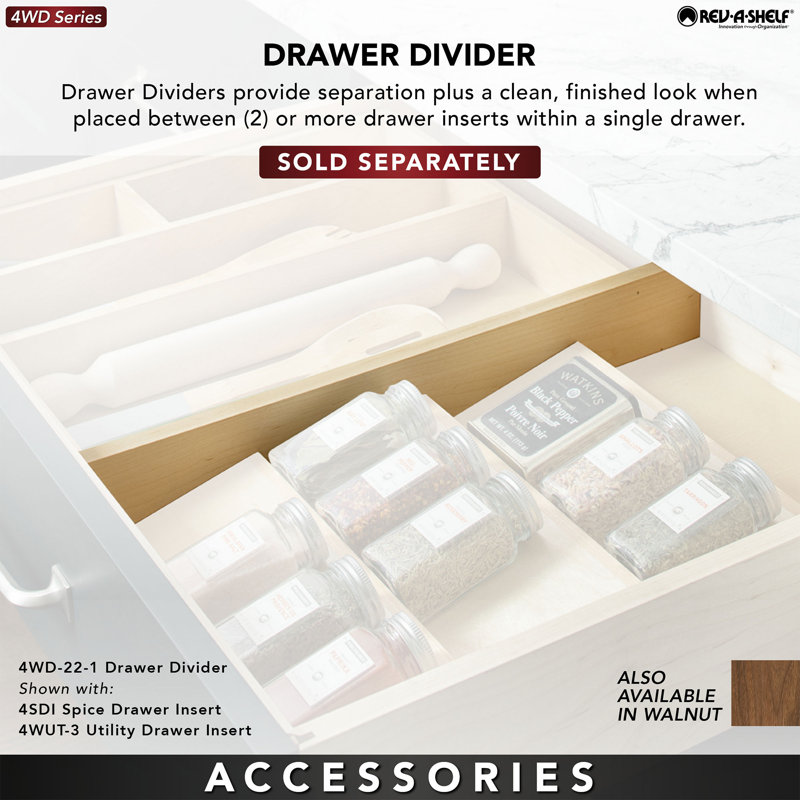 Natural Maple Wood Utensil Drawer Insert with 7 Compartments