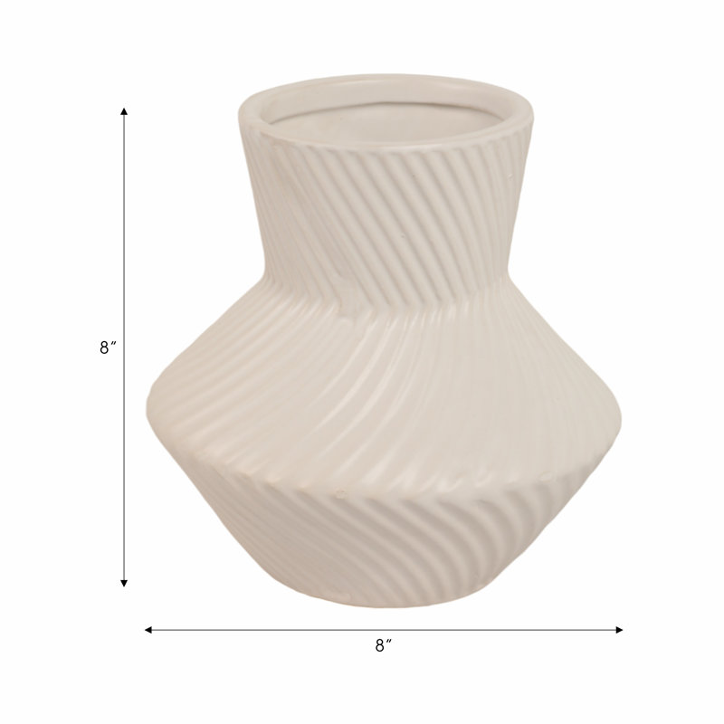 Meyke Contemporary Stoneware and Ceramic Vase with Sculptural Textured Design and Modern Curved Silhouette for Sleek Decorative Display