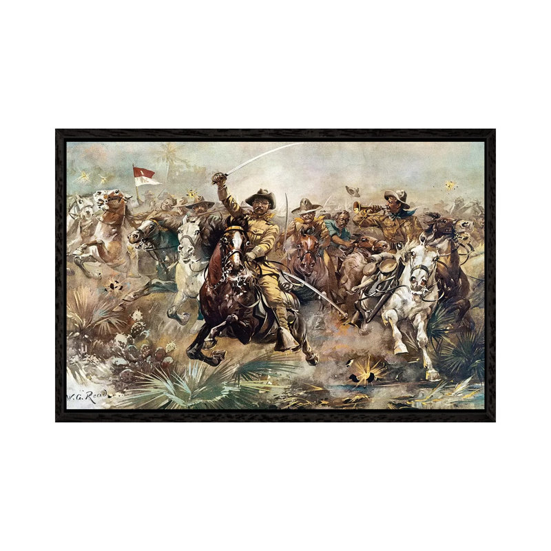Cuba: Rough Riders, 1898 by W.G. Read - Painting on Canvas, Black Framed, 66.04 cm H x 45.72 cm W