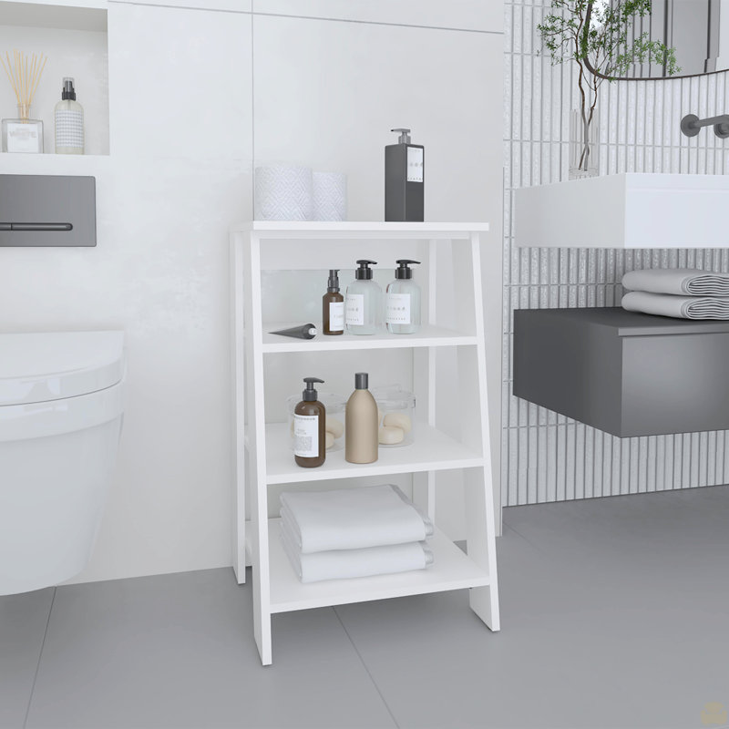 Linen Cabinet 29.7"H, Four Shelves, White